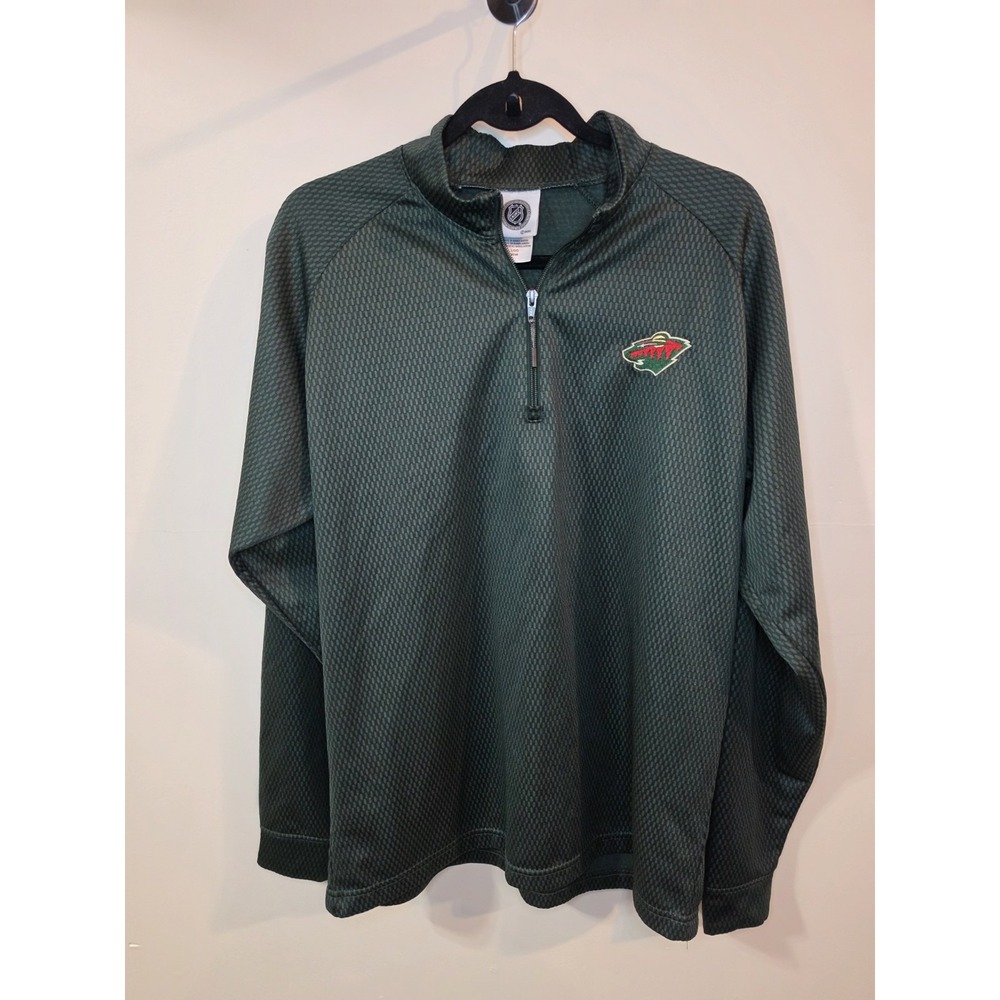 Minnesota Wild Mens LG Green NHL Hockey 1/4 Zip Pullover